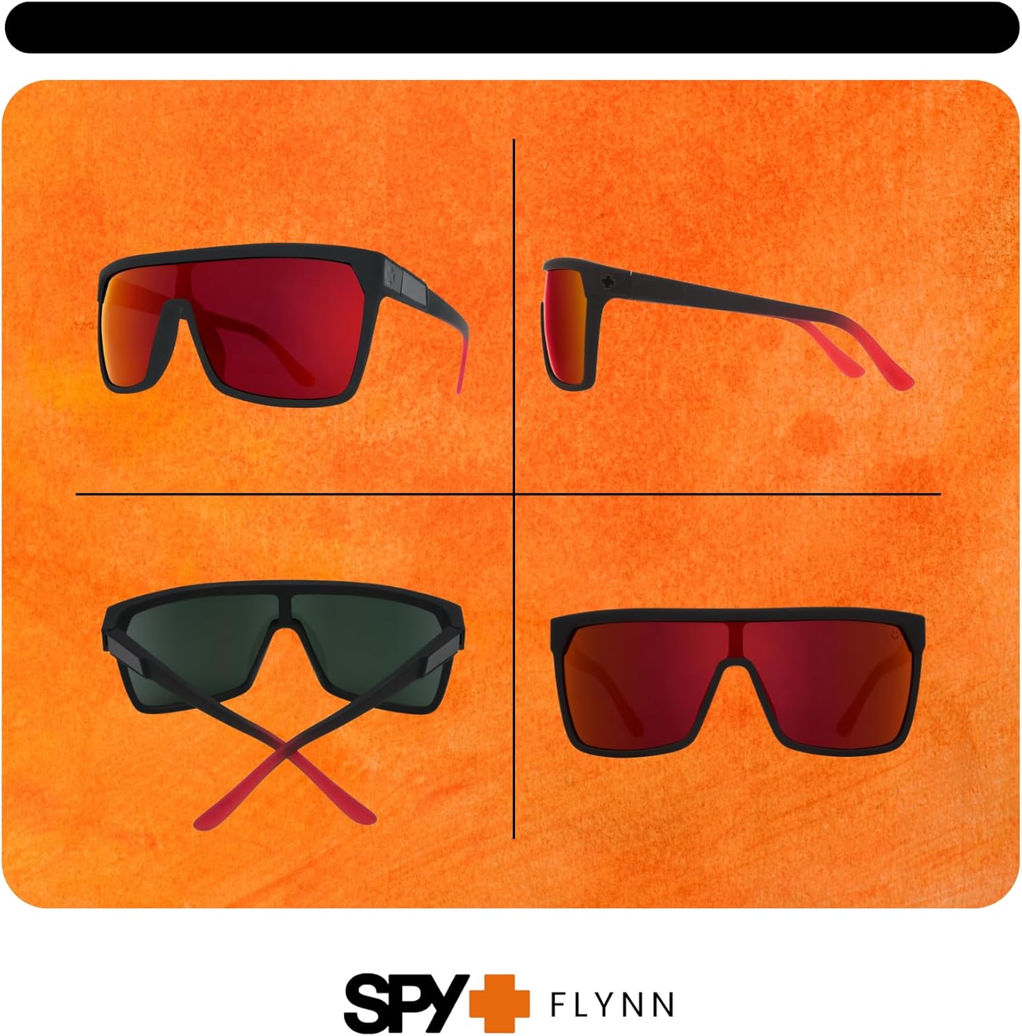 Spy FLYNN Square Sunglasses for Men +BUNDLE with ACCESSORY EYEWEAR KIT