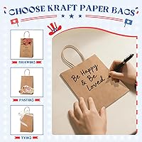 Vista 5 de Bolsas de papel kraft Mesha 5.25 x 3.75 x 8 pulgadas marrones pequeñas con asas a granel, paquete de 300 para pequeñas empresas, recuerdos