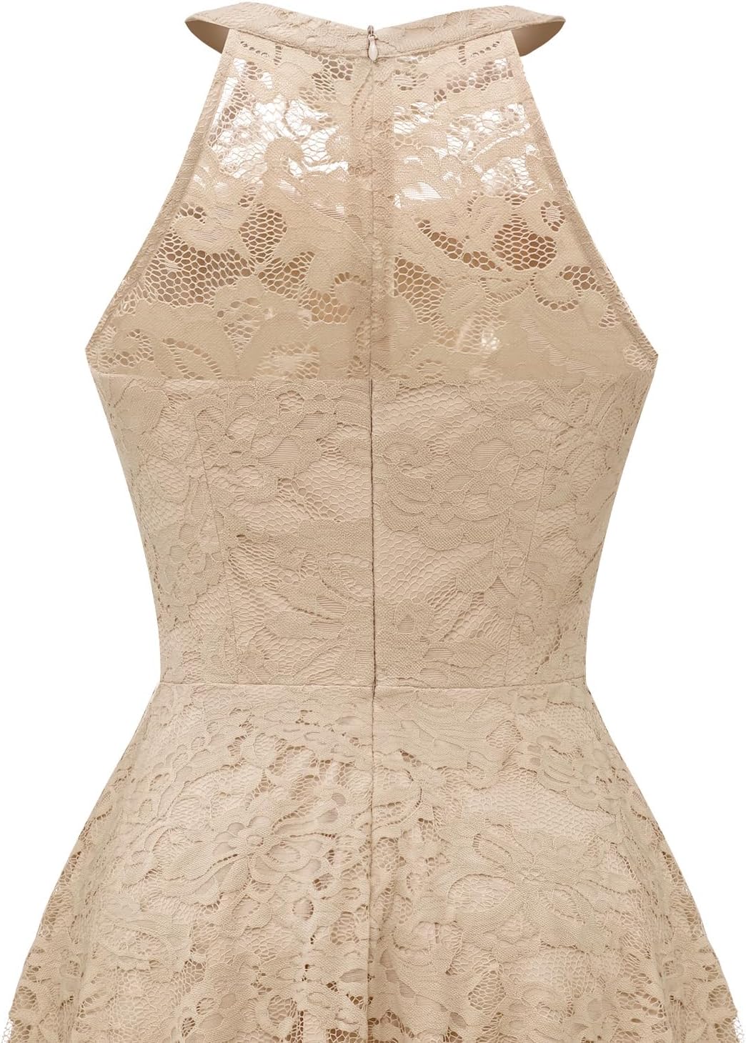 Dressystar Women's Halter Lace Cocktail Wedding Guest Dress Hi-Lo Bridesmaid Party Dresses with Sheer Neckline - Image 5