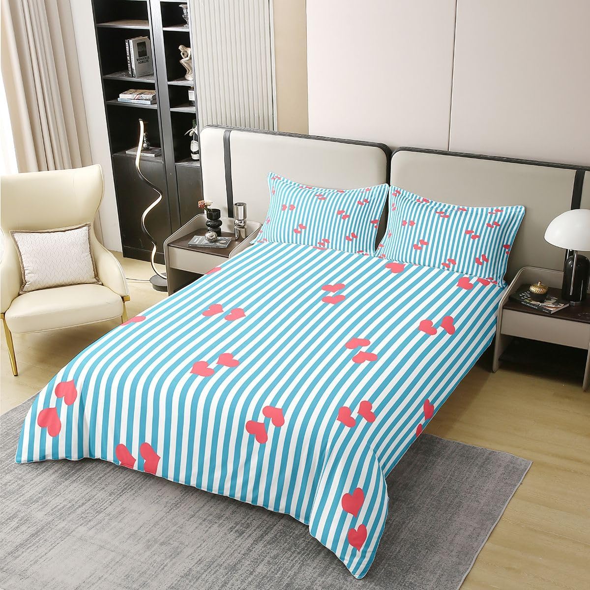 Manfei Stripe 100% Cotton Duvet Cover Queen Size image 2