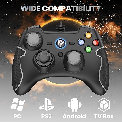 Miniatura 3 de EasySMX Controlador de juegos con cable, mando de juegos de PC con doble vibración Turbo y botones de disparo para WindowsSteamAndroidPS3TV Box