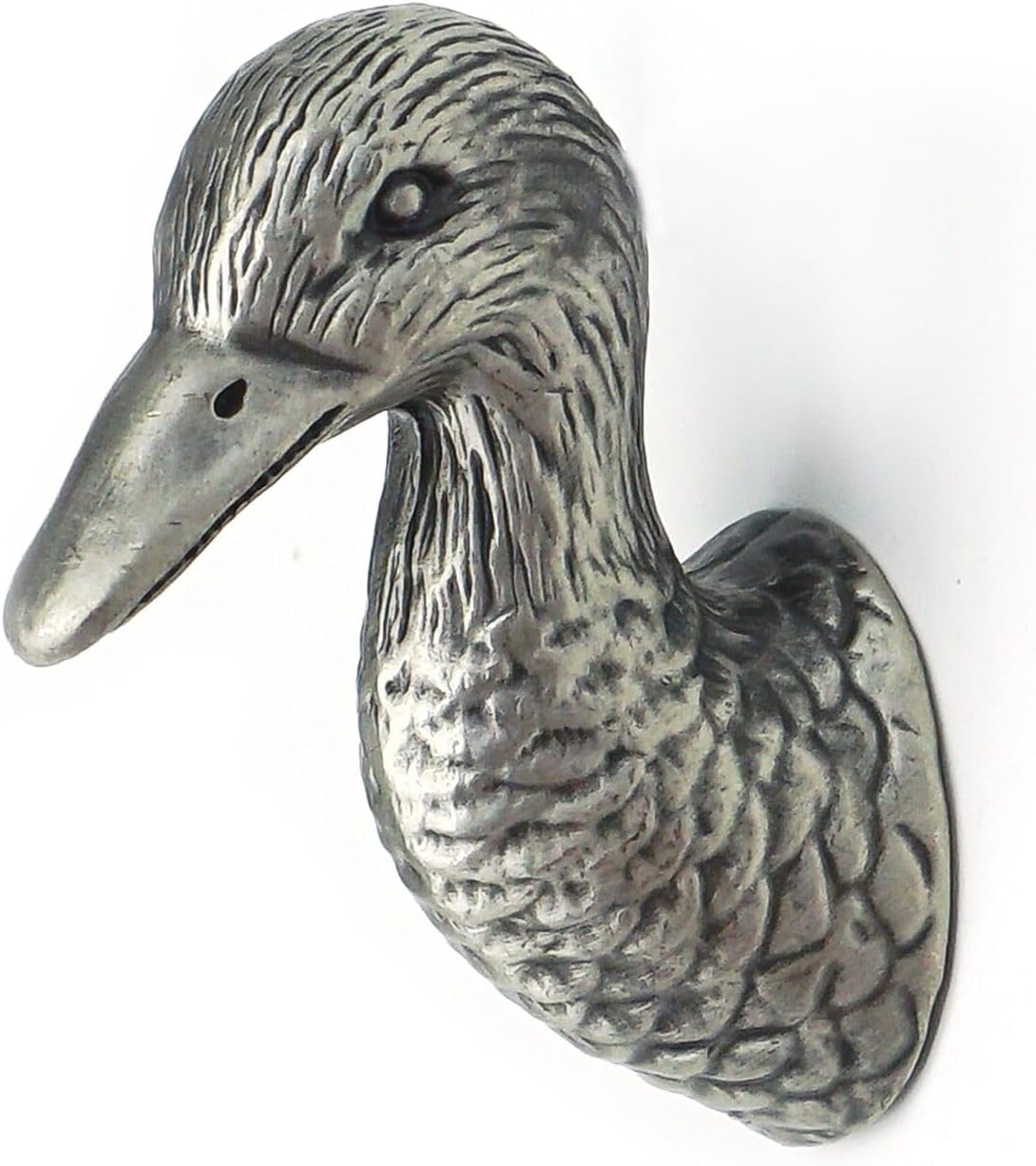 LBFEEL Pewter Cabinet Pulls Vintage Duck Cabinet Knob Handle Drawer Pull Antique Silver Cupboard Knob Dresser Pulls Hardware (1 Piece, Antique Silver, Duck knob)