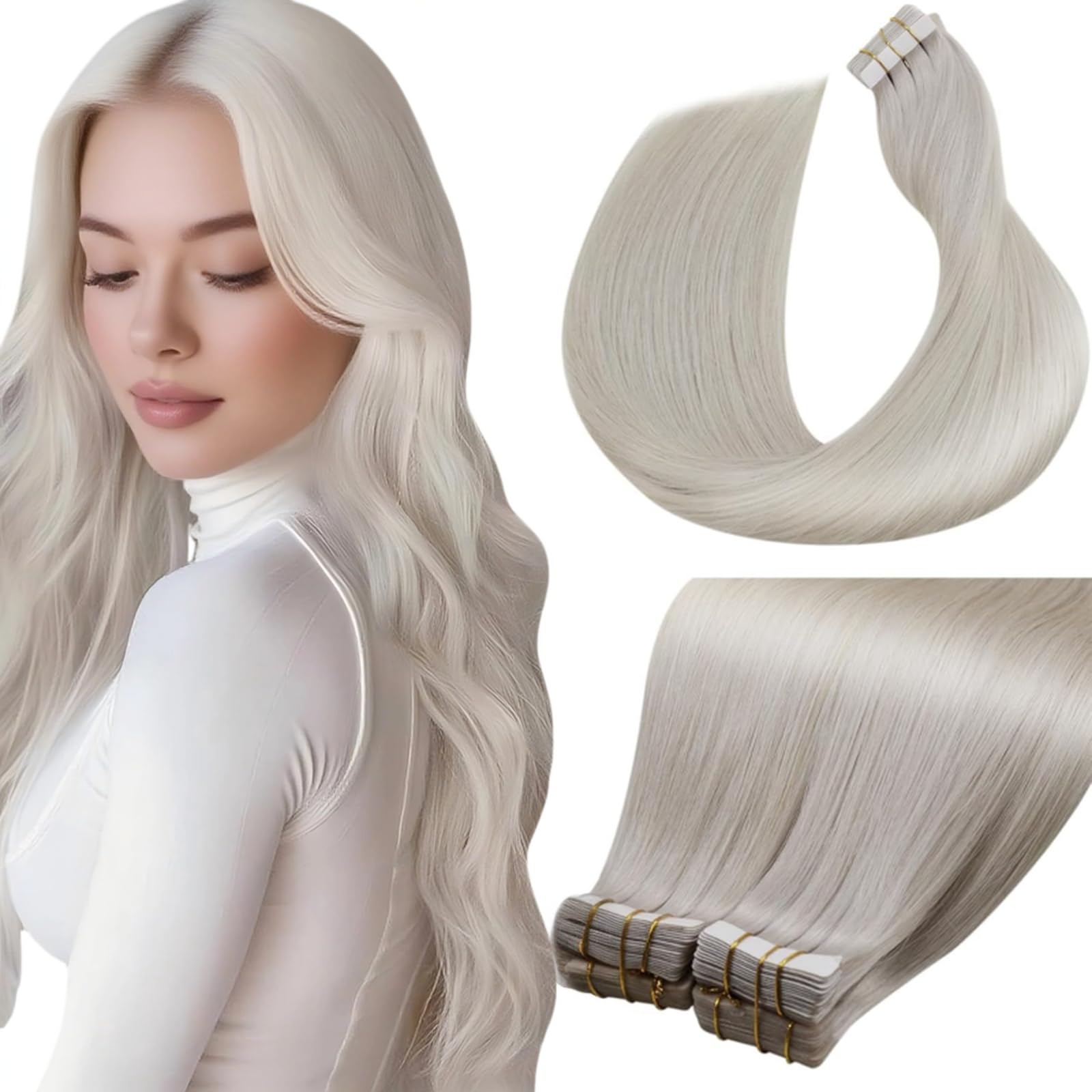 LaaVoo Tape in Extensions Echthaar Remy Haarverlängerung Echthaar Extensions Tapes