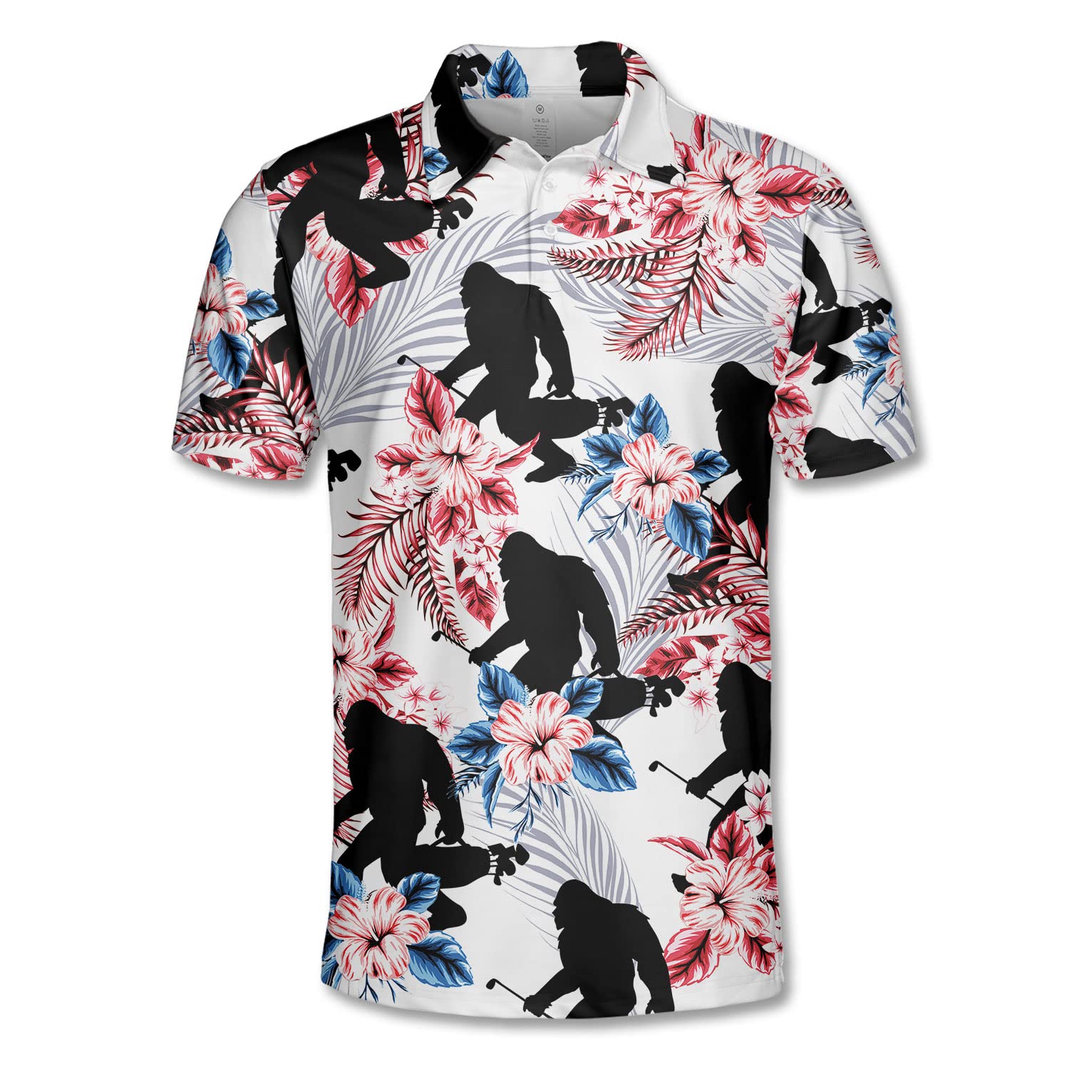 Funny Golf Bigfoot Shirts for Men, American Flag Polo Shirt for Men, Short Sleeve Golf Jerseys for Team, Gifts for Golf Lover