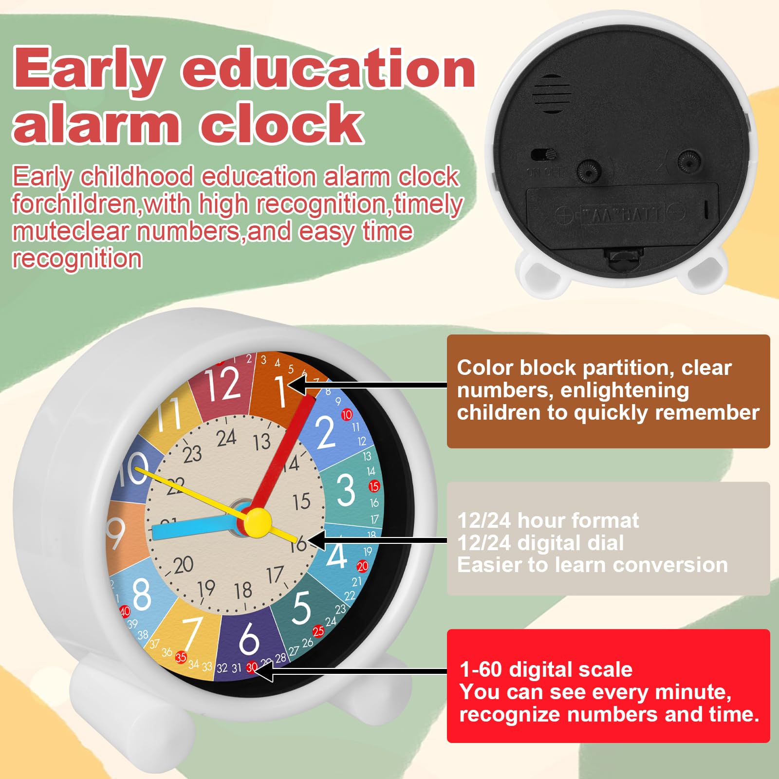 Sveglia digitale per bambini, orologio didattico silenzioso, orologio per bambini, sveglia analogica compatta | Leroy Merlin