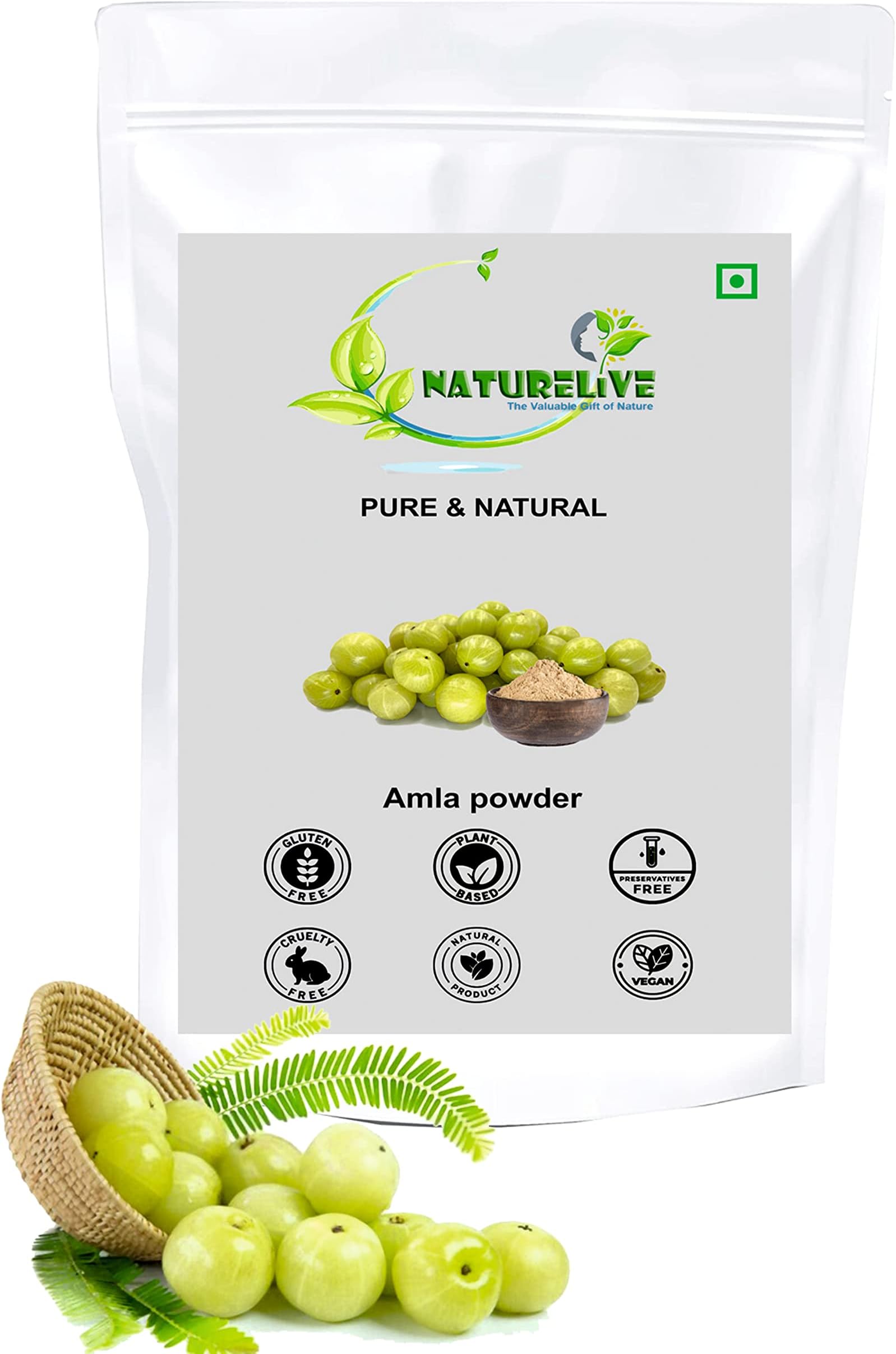 LOOGBH Naturelive Amla Indian Gooseberry Powder For Drinking | Eating | Hair Growth Organic | Black Colour | Juice | Skin | Face | Pure | Herbal | Hair Strong | Amalaki (200Gm) Hair Nourish.