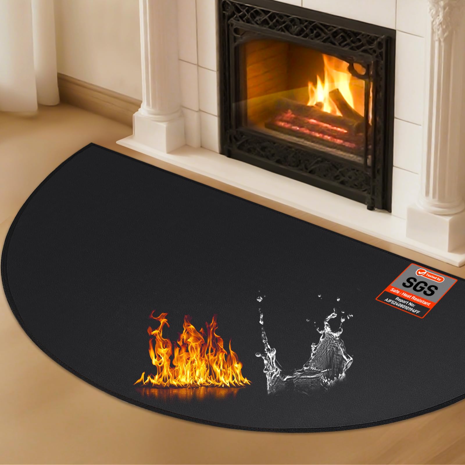Tapis Ignifuge Rond BEENNA 50cm - Protection Pour Cheminée Table Et Barbecue - Résiste 1200°C