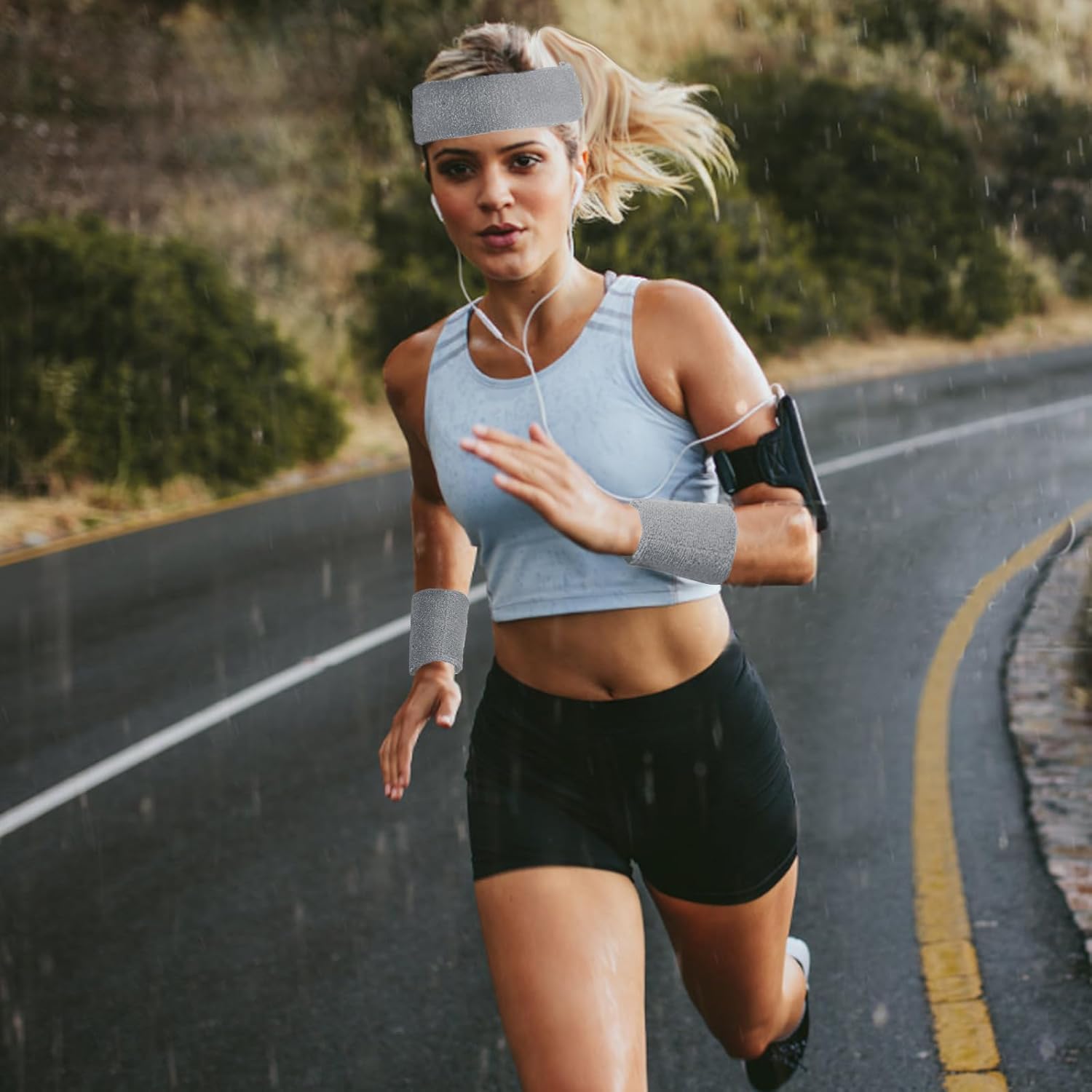 24 Pcs Neon Sweatbands Set Include 8 Pcs Sports Headband and 16 Pcs Cotton Wristbands 80s Neon Sweat Bands Bulk for Gym, Tennis, Basketball, Running, Exercise - Image 6