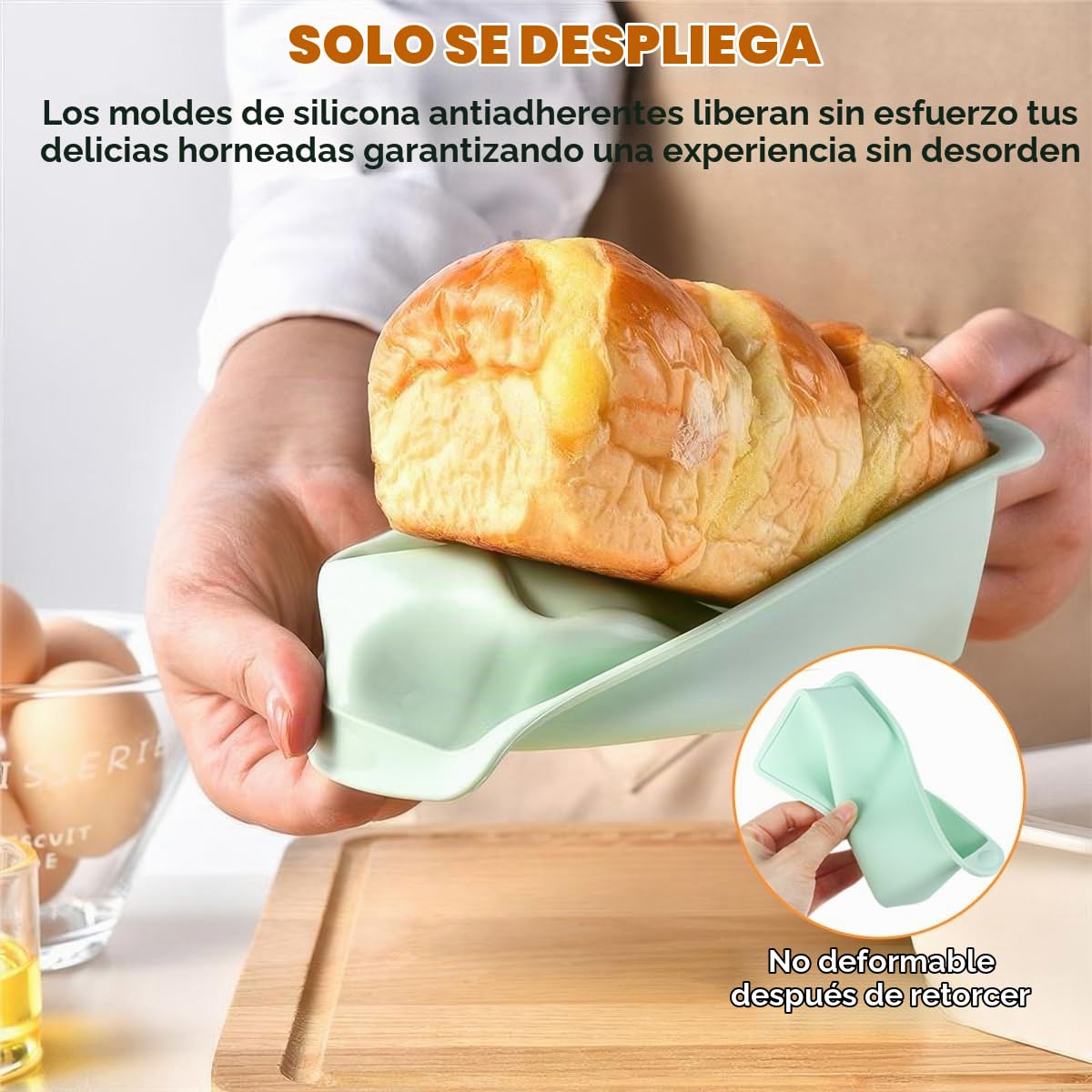 4 Piezas Rectangular Molde Silicona Horno para Hacer Pan Pasteles Tostadas | 19,2 x 9,5 x 5,5 cm Moldes de Silicona para Hornear Pan, Reutilizable Molde Bizcocho Antiadherente con Raspador de Masa