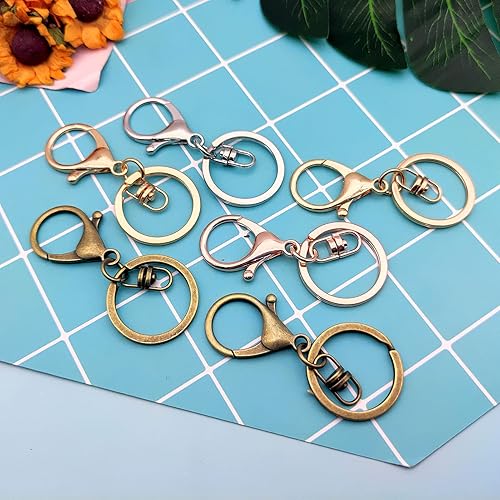 Miniatura 7 de Ximalun 40 llaveros con cierre de pinza de langosta, ganchos giratorios de metal con cierre de langosta, llavero con anillo dividido plano, cierres