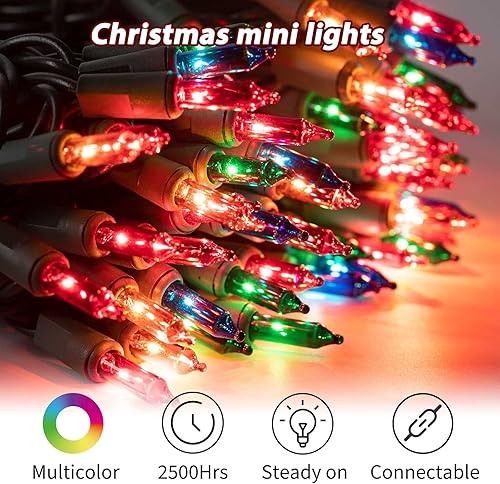 Miniatura 43 de Tira de luces transparentes de Navidad, 100 unidades, 25 pies, mini luces LED para interiores, tira de árbol de Navidad, cumpleaños, boda, fiesta