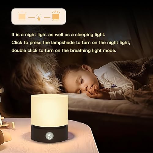 Miniatura 6 de Lámpara de mesa pequeña, luz nocturna portátil regulable con temporizador para niños, luz LED cálida de 3000 K, lámparas de noche pequeñas para