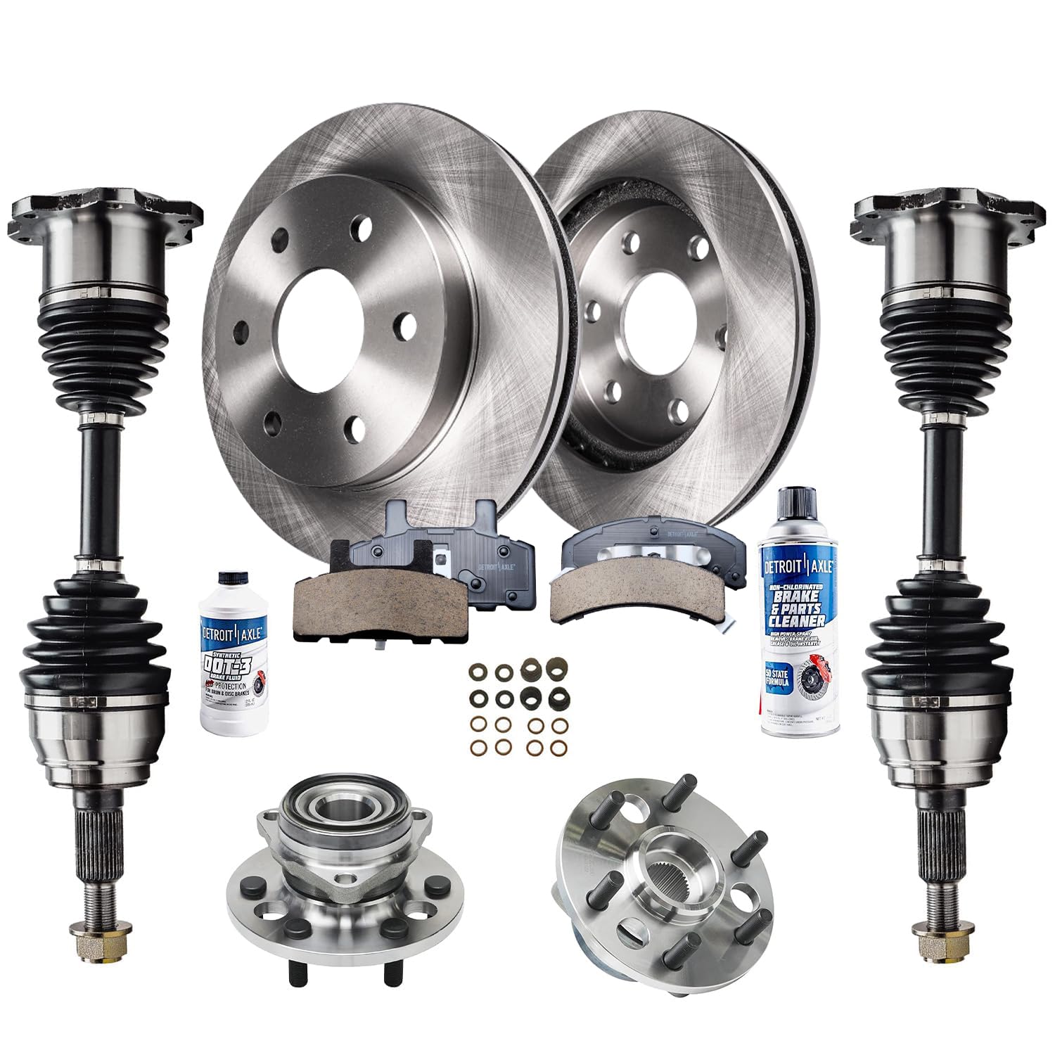 Detroit Axle - Front Rotors Pads Hubs Axles for 1992-1994 Chevy GMC K1500