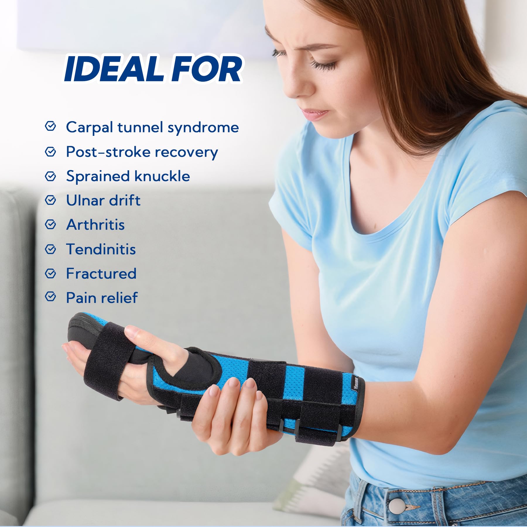 férula para mano en reposo Soporte nocturno, muñequera tunel carpiano, férula de mano, Soporte para muñeca y mano para artritis, lesiones de muñeca, tendinitis, mano izquierda, L