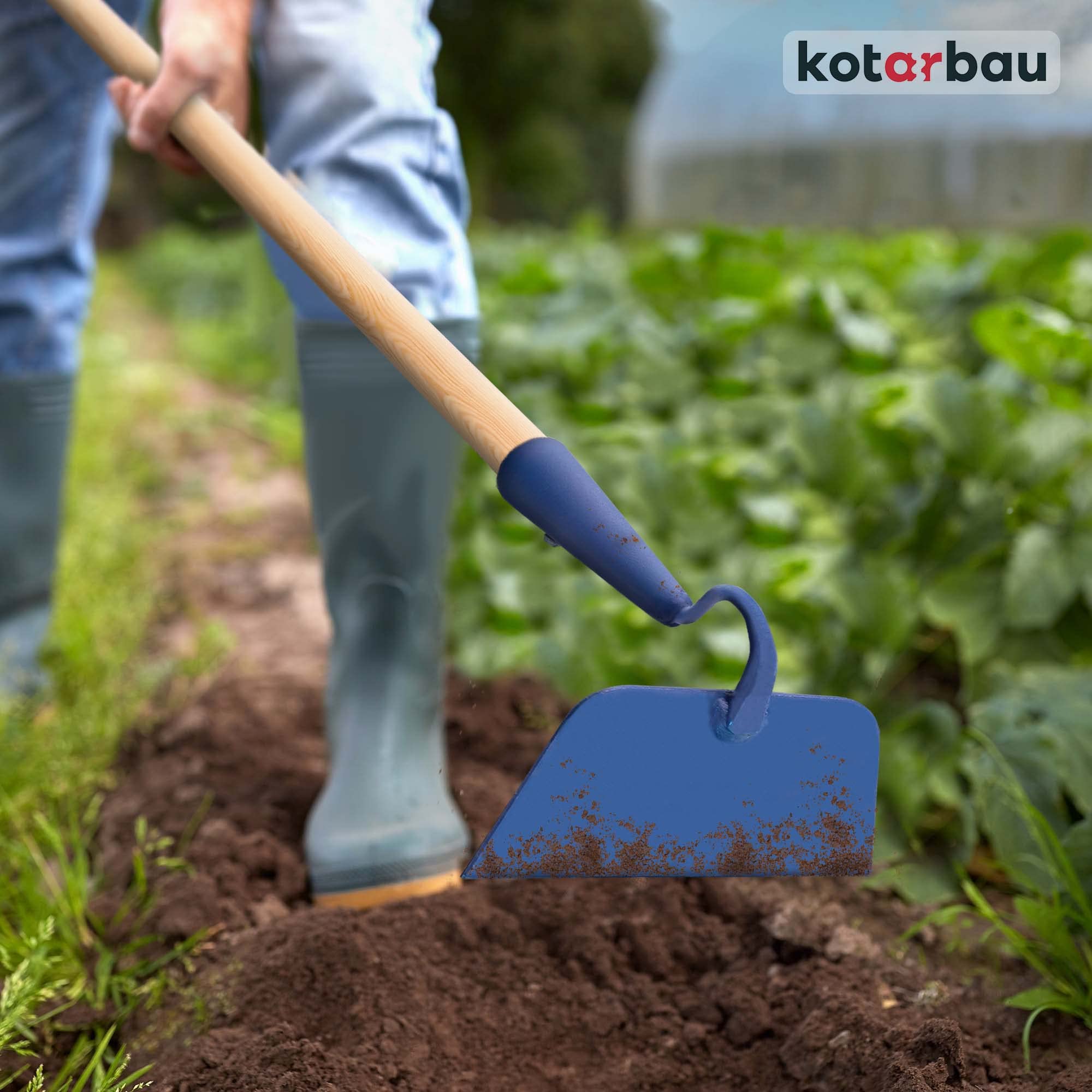 KOTARBAU® Binette 70 x 140 cm Forme Trapézoïdale Houe avec Manche en Bois 130 cm Accessoire de Jardin Outil de Jardinage Accessoires de Plantation