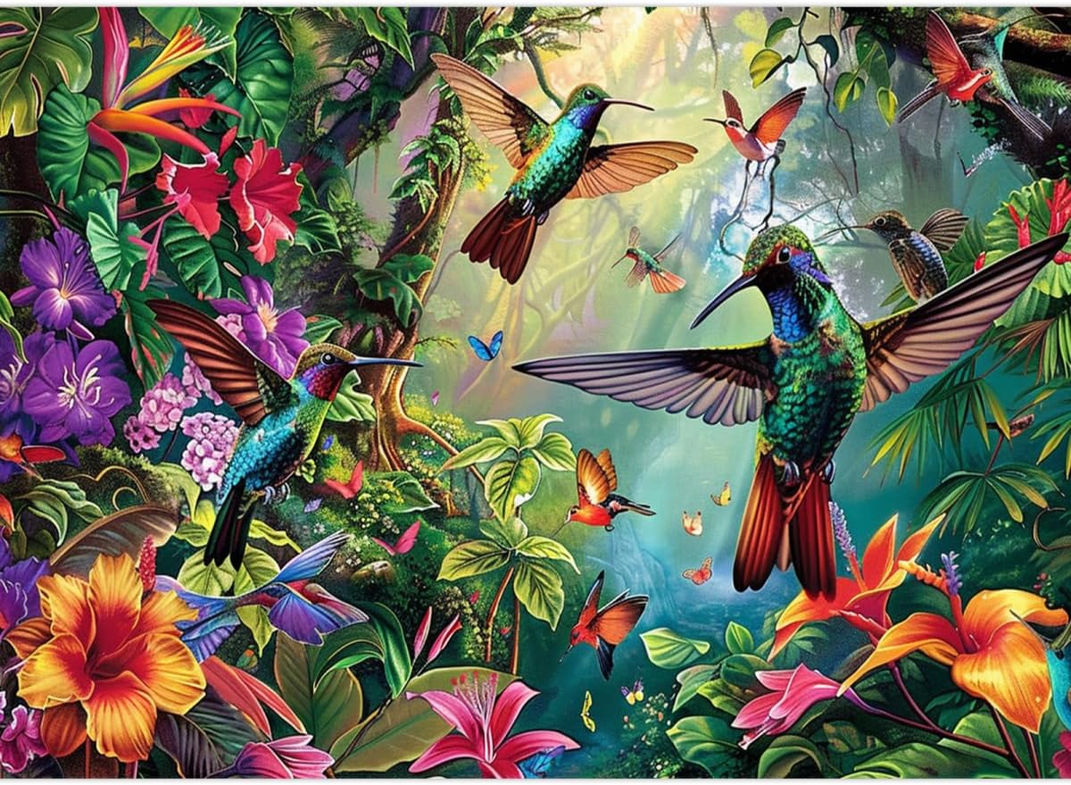 Wooden Puzzles for Adults 500 Piece Jigsaw Puzzles Wooden Puzzles Hummingbird Garden Family Decoration