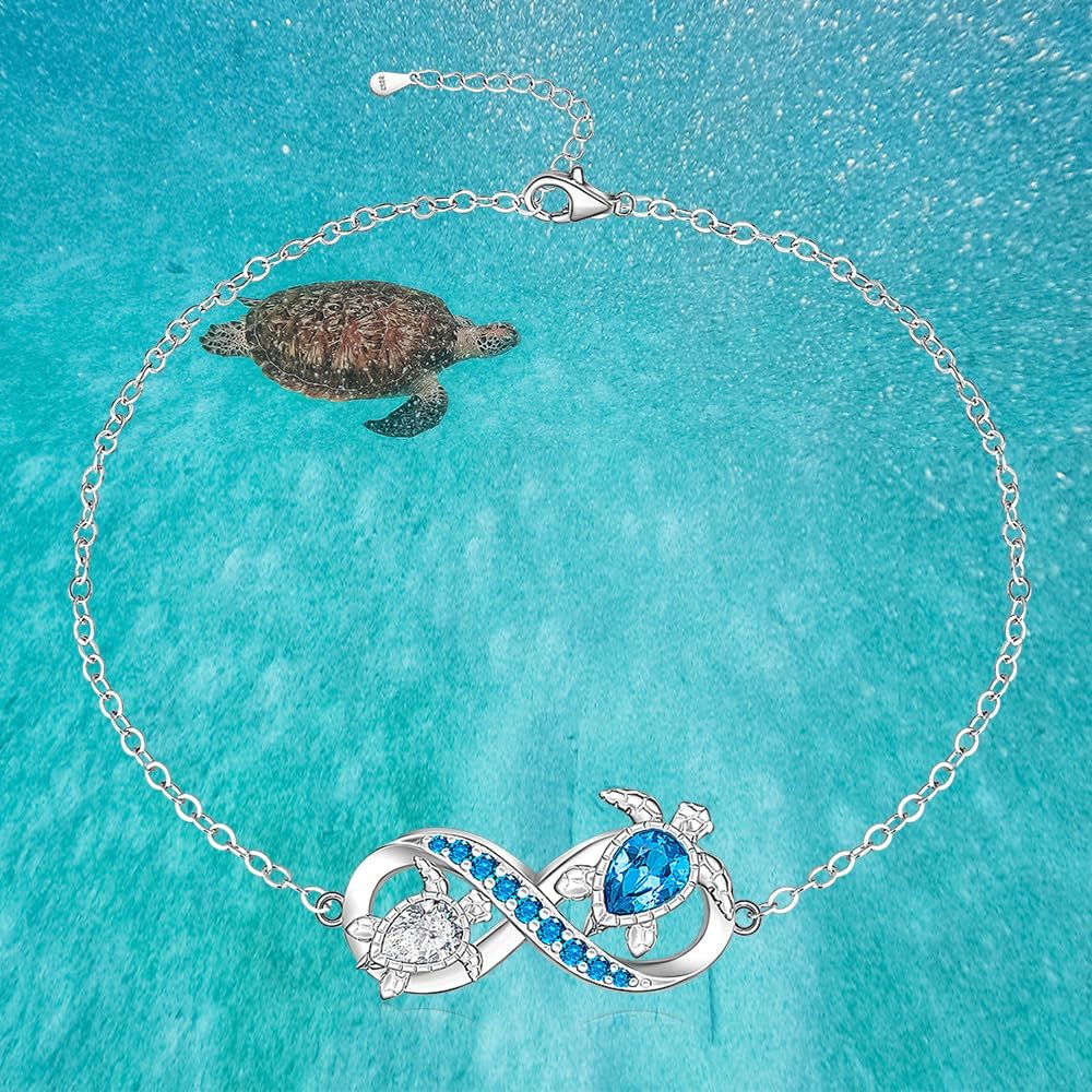 Fenthring Sea Turtle Anklet Infinity Turtle Ankle Bracelets for Women Anklets Sterling Silver 925 Beach Ocean Theme Jewelry Mothers Day Gifts - Image 4