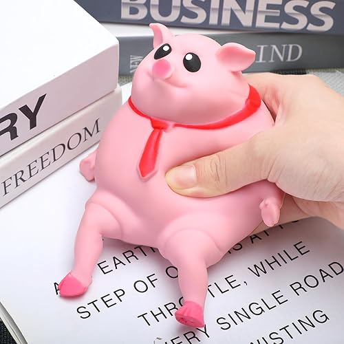 Miniatura 7 de Liliful Juguete elástico de cerdo rosa para apretar, regalo novedoso de Navidad, divertido y lindo animal para apretar, alivio del estrés, juguetes