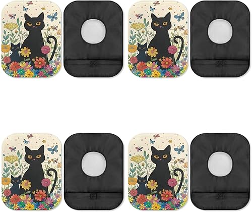 Miniatura 35 de Funda para bolsa de ostomía, cubierta de bolsa de urostomía, bolsas de colostomía, suministros Gato negro floral