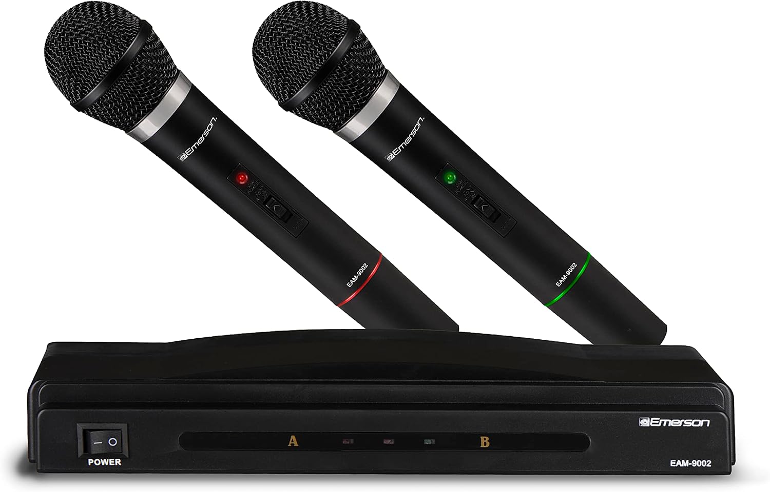 Emerson EAM-9002 Dual Handheld Wireless Microphone Starter Kit with Wireless FM Receiver, Black