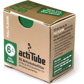 actiTube Tune actiTube Extra Slim Activated Carbon Filter 6mm Diameter 50 Filters Per Pack 4 Packs of 200 Filters