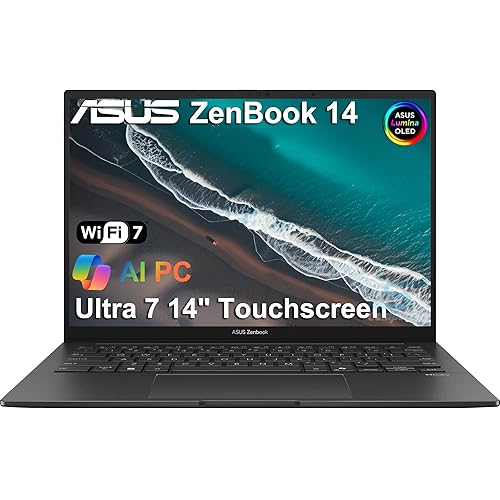 ASUS Zenbook 14 OLED Touchscreen AI PC Laptop,14" FHD+, Intel Core Ultra 7 255H (> i9-13900H), Backlit, 2x Thunderbolt 4, Wi-Fi 7, IST Computer Customized 16GB DDR5 RAM, 512GB/1TB/2TB SSD, Win 11 Pro