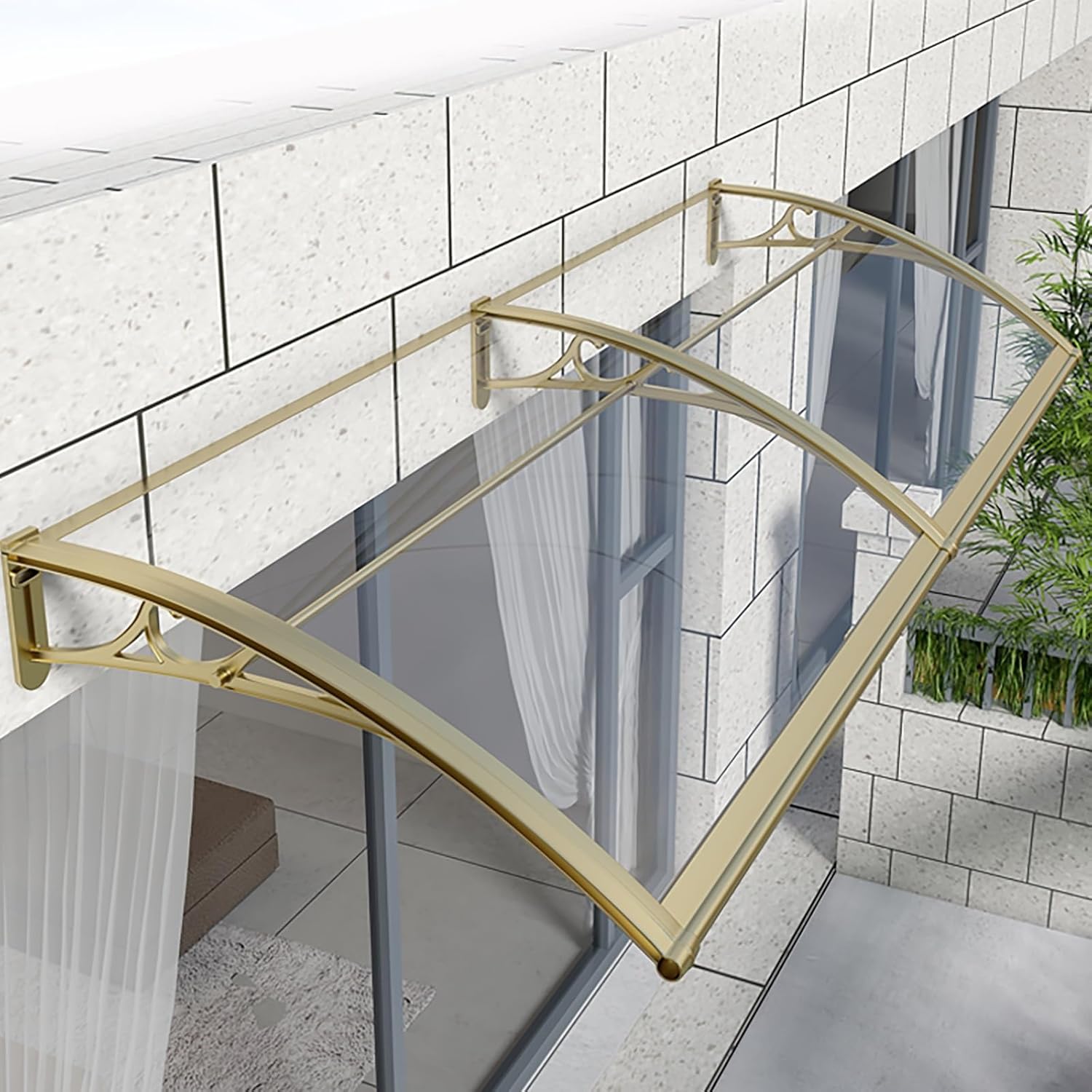 Front Door Porch Awning, Window Awning Door Canopy, Outdoor Patio Awnings, Over Front Door Outdoor Patio Awning Canopy Snow Sunlight Protection Hollow Sheet, Shade UV Resistant Rai