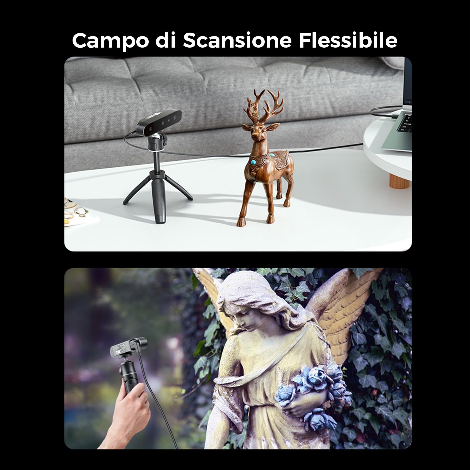 Creality CR-Scan Ferret SE - Scanner 3D per Stampa 3D, 0.1 mm Precisione Scanner da Tavolo con Tracciamento Anti-Shake, 24 Bit Full-color, 30 FPS (Velocità Scansione) per Windows macOS