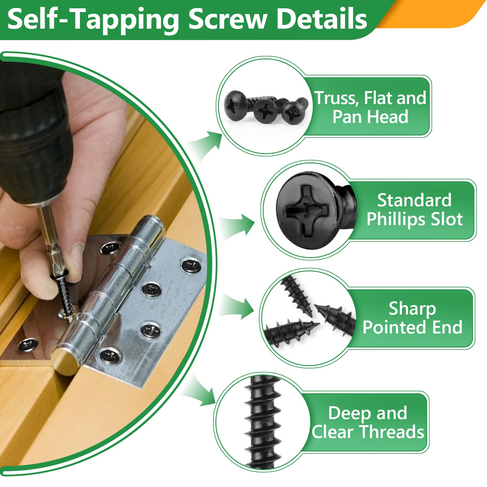 Aazon.co: Xuteuk 1095PCS Self Tapping Screws Assortent Kits Xuteuk #8#10 Self Tapping - View #13