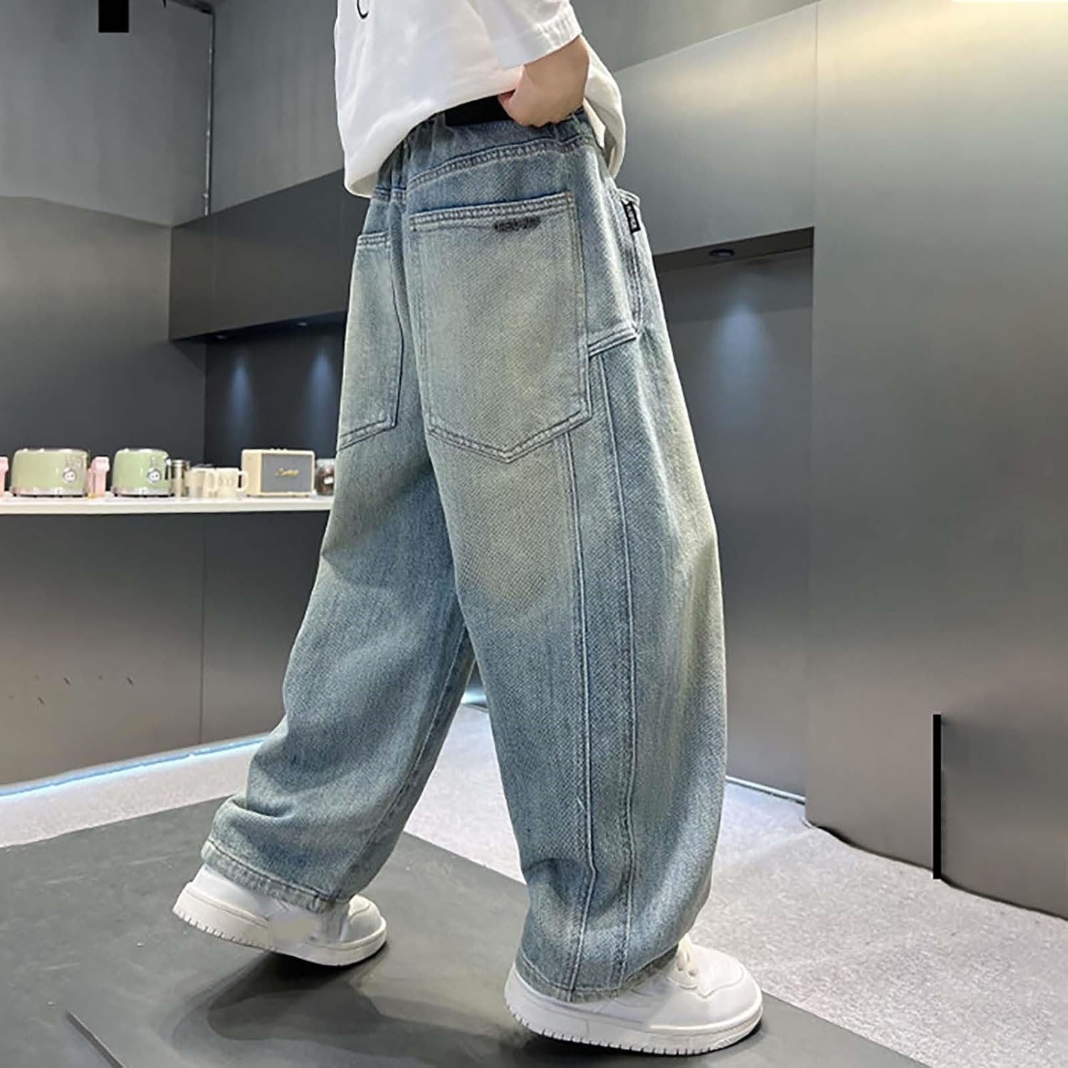 Jeans for Toddler Boys Stretch Fit Elastic Waist Pull On Relaxed Boys Pant Active Athletic Youth Sports Teenage Streetwear