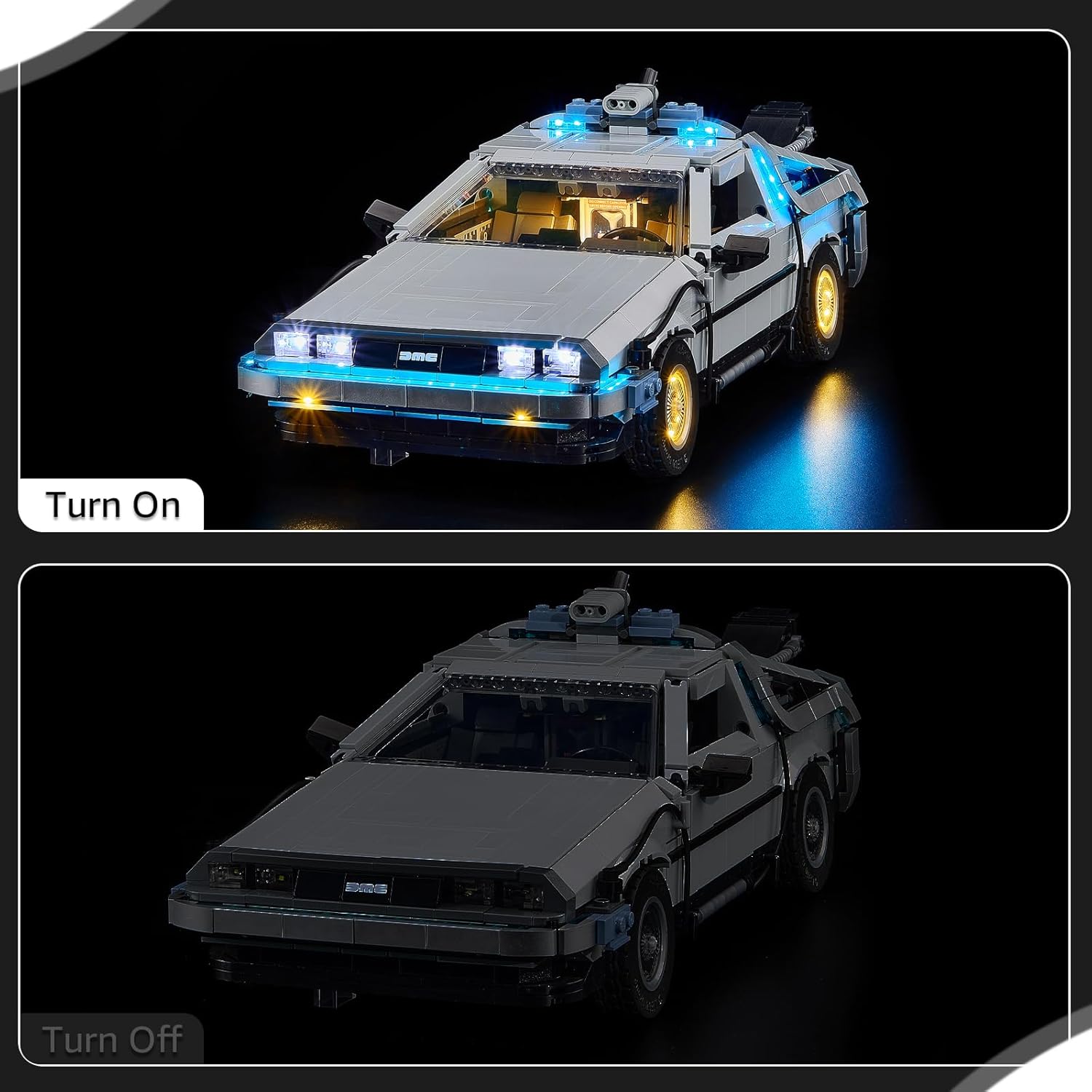 Nitemode LED Light Kit Compatible with Lego Back to The Future Time Machine Car 10300, Upgraded Remote Sound Multi-Light Sequence Design with Original Movie Soundtrack Lighting Accessories(No Model)