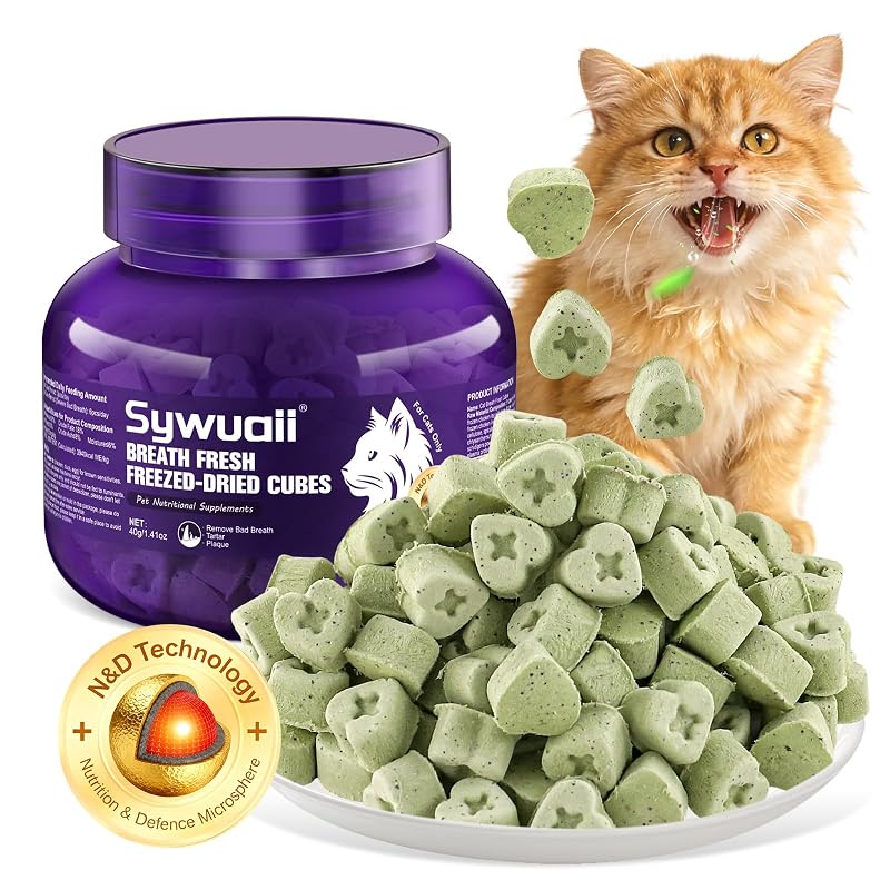 Petisco dental para gatos em cubos, com probióticos e ingredientes botânicos, SYWUAII, 40 g