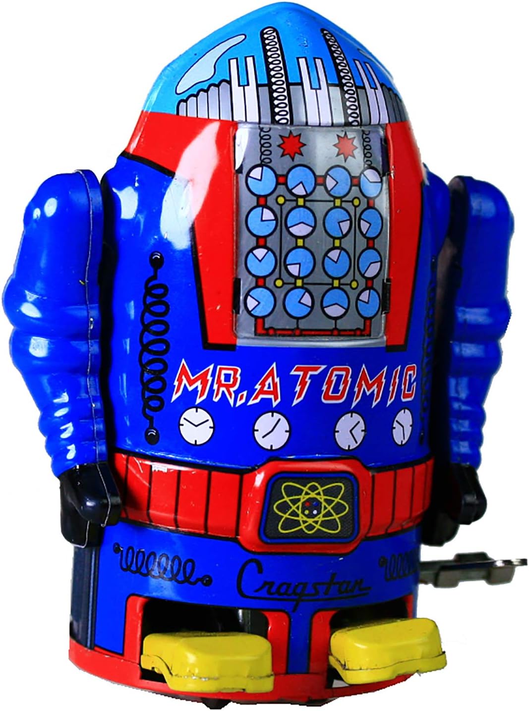STUDIO Ms632 Tin Robot Mr Atomic Robot Blue Cragstan Vintage Windup Antique Replica