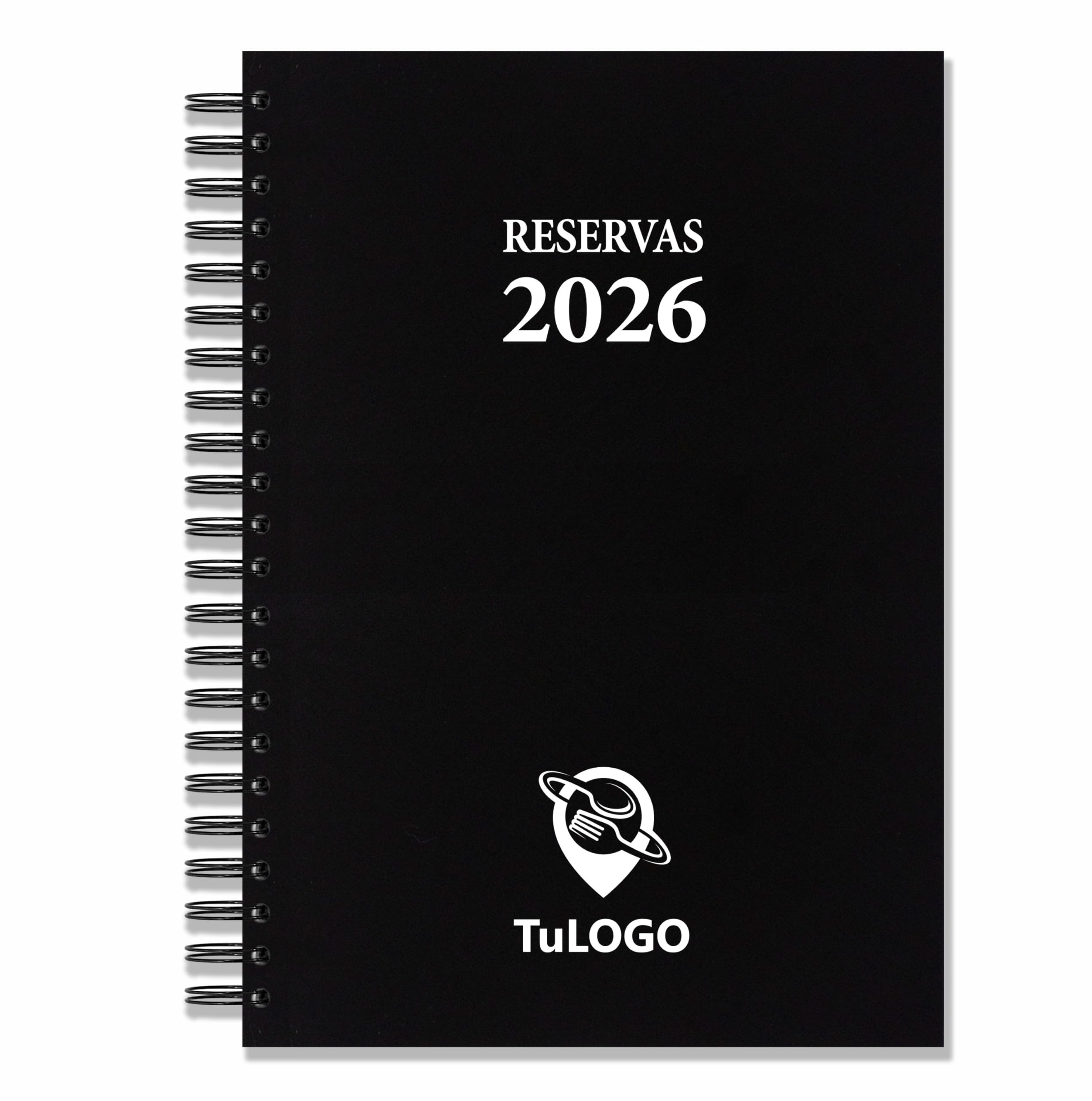 Libro de Reservas 2026 con Fechas.Personalizado con su texto o logo. 4 Interiores a elegir. Tamaño 21 x 29,7 cm Din A4 Agenda hostelería