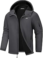 Vista 7 de WULFUL Chaqueta ligera Softshell para hombre, con forro polar, rompevientos, impermeable, suave, para senderismo al aire libre