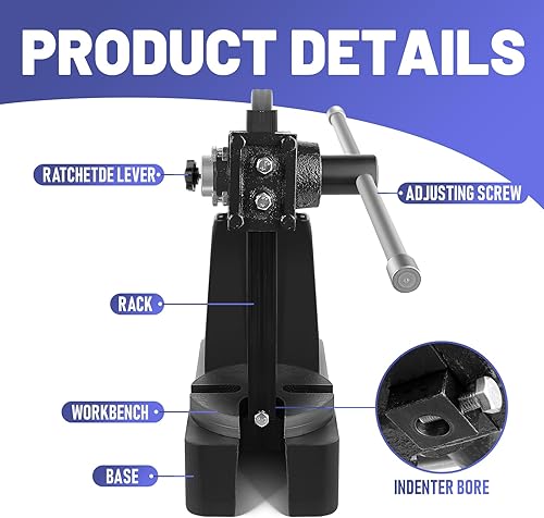 Vista 16 de Prensa de eje de 1 tonelada con volante, altura máxima de 5.5 pulgadas, prensa manual de escritorio de hierro fundido, prensa manual de precisión 1