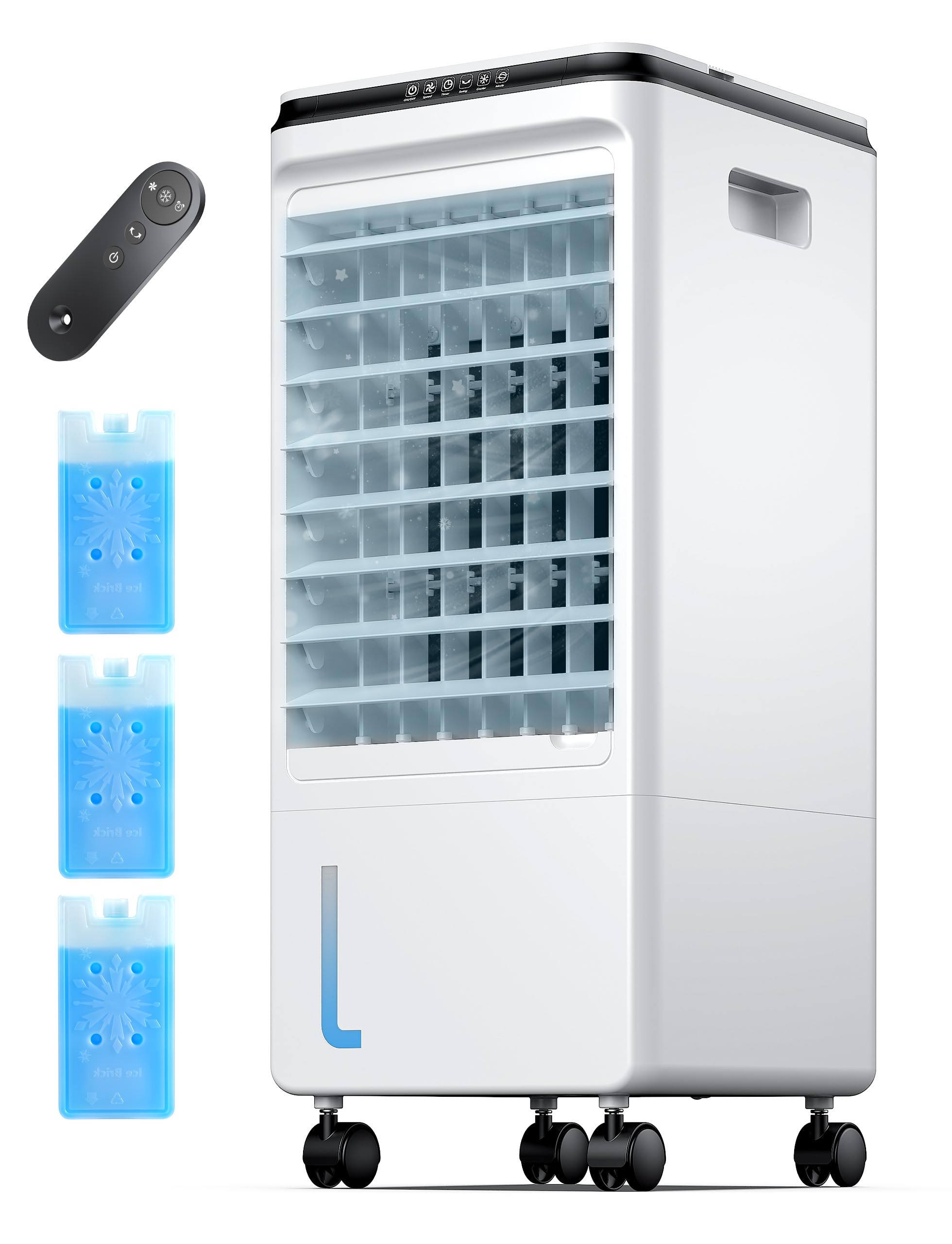Portable Air Conditioners Evaporative Air Cooler w 7H Timer for Auto-Off 4 Modes 3 Speeds 1 85Gal Tank