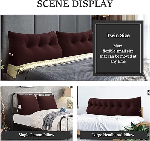 Miniatura 10 de Almohada triangular de cuña para lectura y reposo en cama, cojín de respaldo lumbar para sentarse en la cama, sofá o silla, terciopelo 24 x 8 x 20