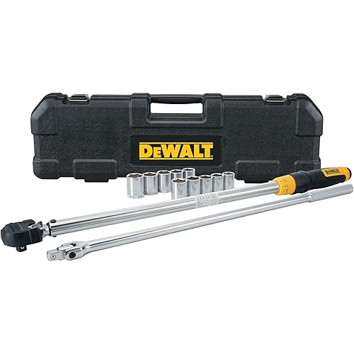 DEWALT Torque Wrench Tool Set, Tire Change Kit, 50-250 FT-LB, 12 Piece with Storage Case (DWMT45012)
