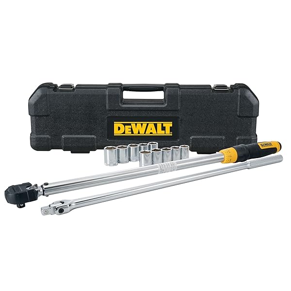 DEWALT Torque Wrench Tool Set, Tire Change Kit, 50-250 FT-LB, 12 Piece with Storage Case (DWMT45012)