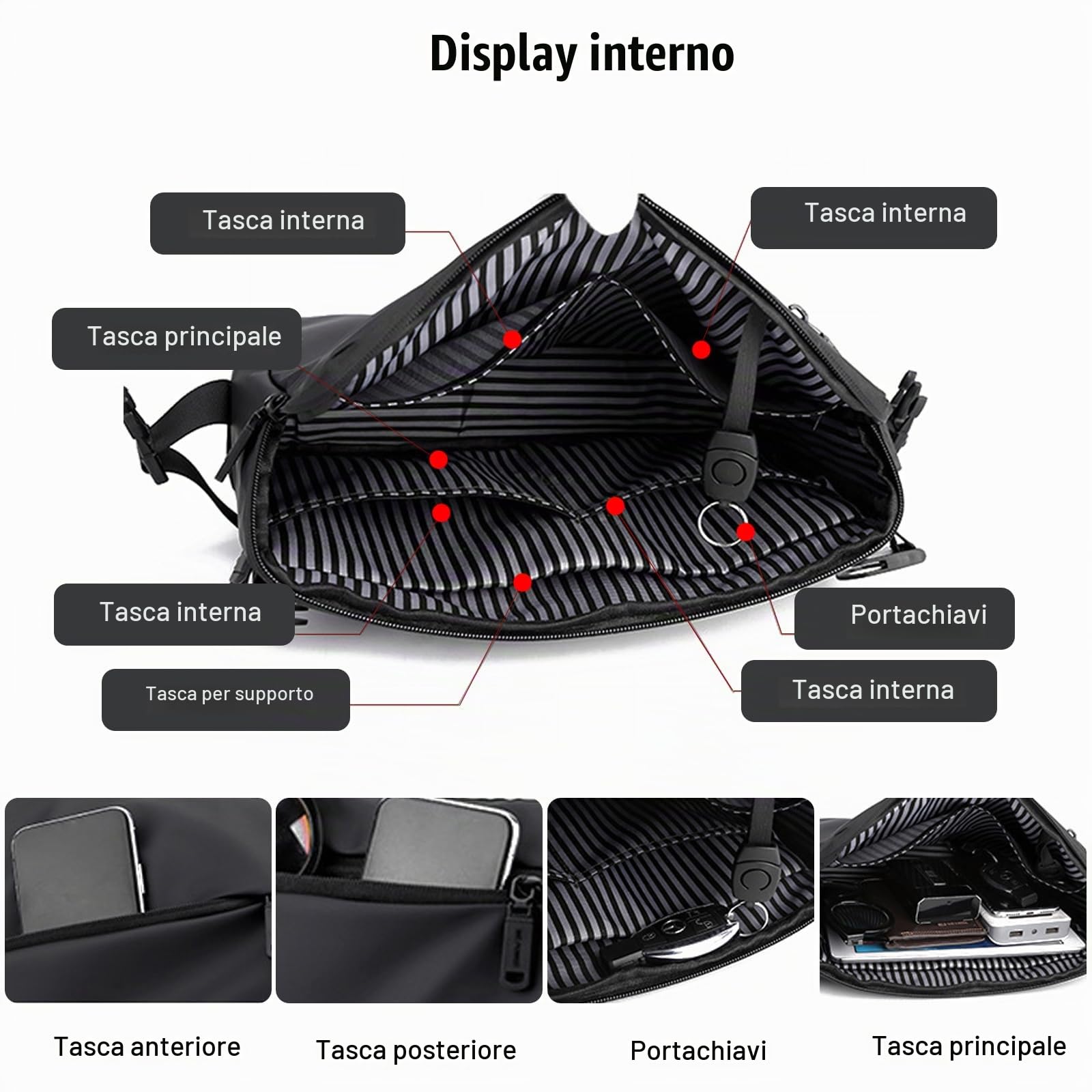 FANDARE Ultraleggero Borsa a tracolla Uomo Retrò Borsa a Spalla Borse a spalla Nylon Borsello Lavoro Borse Messenger Borse Ufficio Università Insegnanti Scuola Business Borselli tracolla Blu scuro