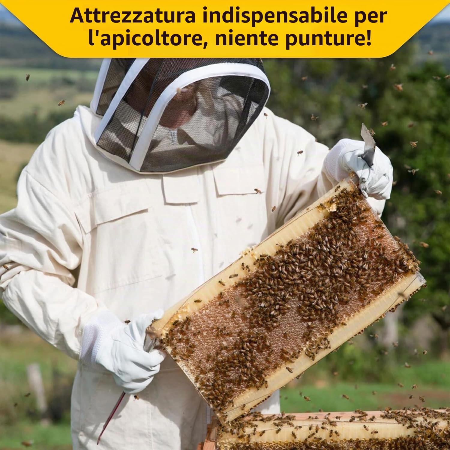 Tuta da Apicoltore per Apicoltori, Tuta Apicoltore Professionale, Abbigliamento Apicoltura con Velo Cappuccio Guanti, Tuta Protettiva per Apicoltura Completa per Il Corpo, per Uomo Donna, XXL