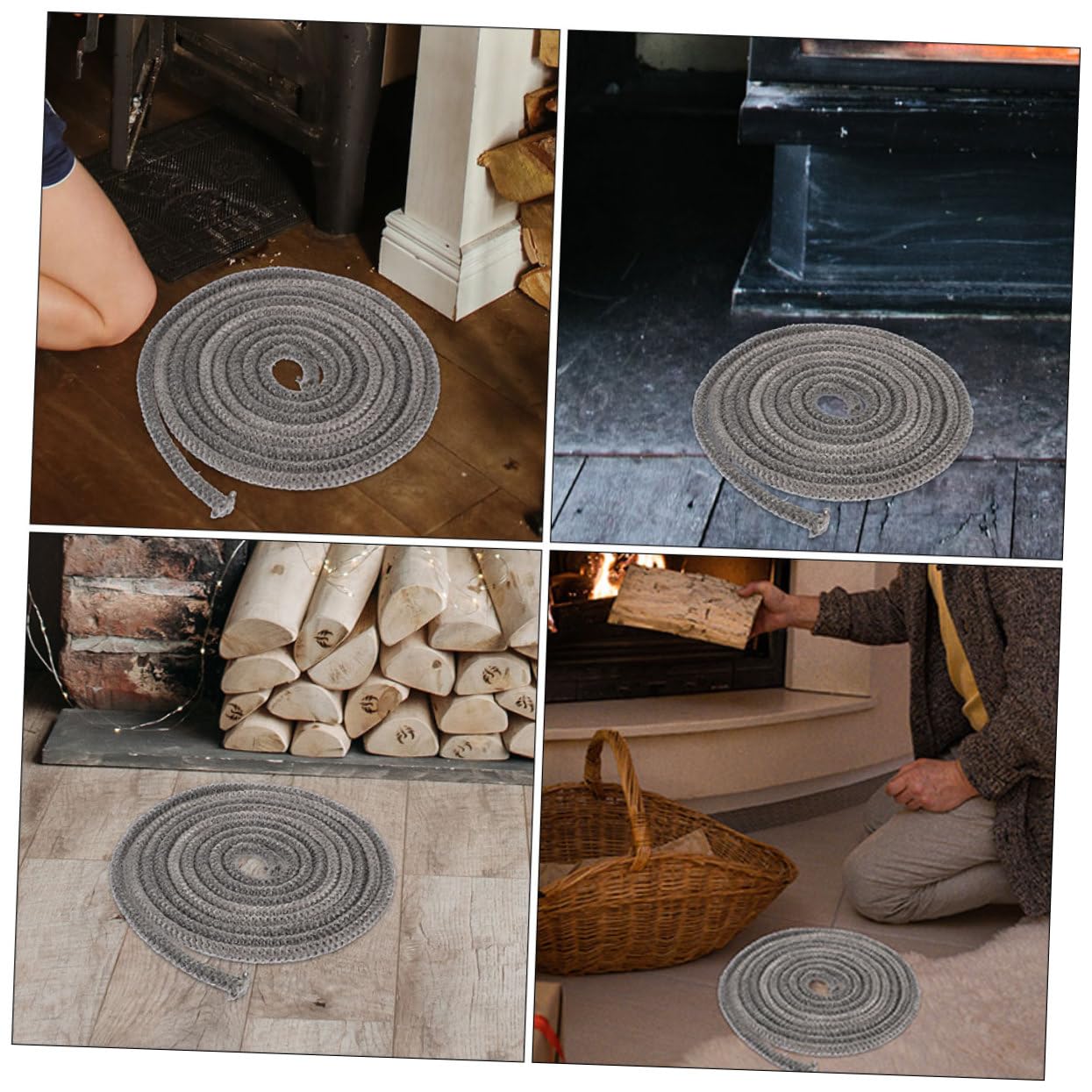Hemobllo Guarnizione per Stufa Legna Striscia Autoadesiva Resistente al Calore Sigillante per Porta Focolare Preventivo di Fumo Accessorio per Stufa Legno