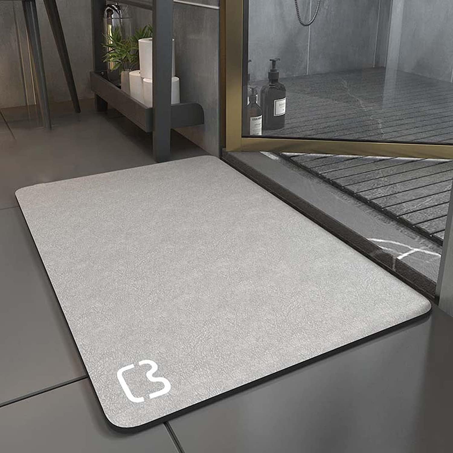 ZUOMIDIEBath Mat, Non-Slip Bathroom Rug, Absorbent Bath Mat, 50 x 80 cm, Quick-Drying Bath Mat, Home, Bath Mat, Absorbent, Washable, Water-Absorbent (Cat Grey)