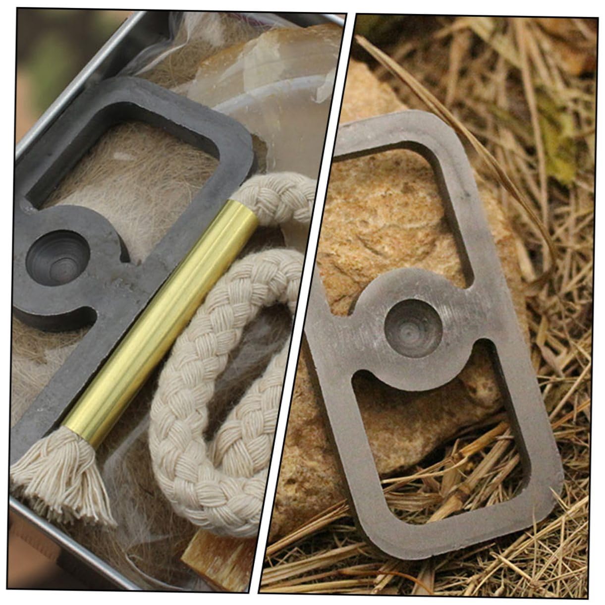 Kit para Iniciar Fuego al Aire Libre Encendedor y Cuerdas de Algodón y Metal para Camping y Parrilla, Ignición Instantánea en 1 Set