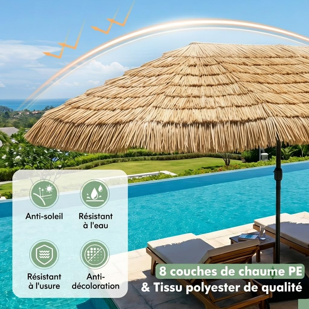 RELAX4LIFE Parasol Double Hawaïen Exotique 450x280cm