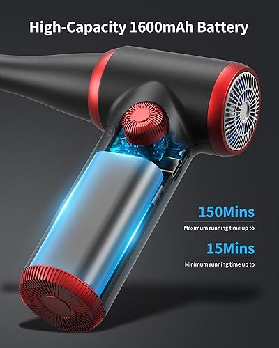 Miniatura 4 de Airbition Plumero de aire eléctrico, plumero de aire comprimido de 100500 RPM con luz LED, removedor de polvo de aire inalámbrico para computadora,