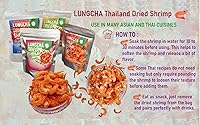 Vista 3 de Camarones secos de tamaño "M" para recetas tailandesas y cocina asiática, sabor a mariscos sin cáscara y sin cabeza como aperitivo con un sabor