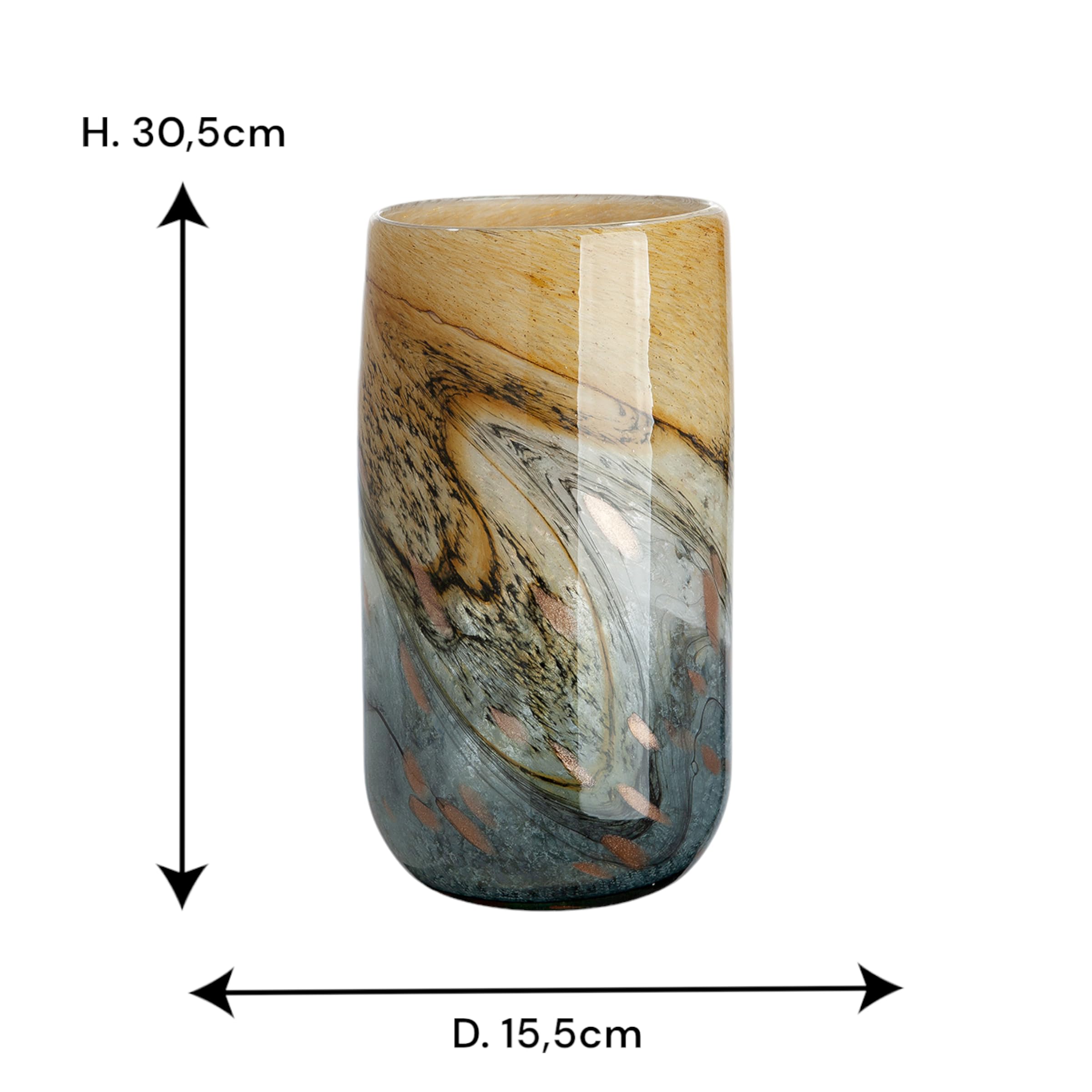 GILDE GLAS art Design bruine vaas van glas
