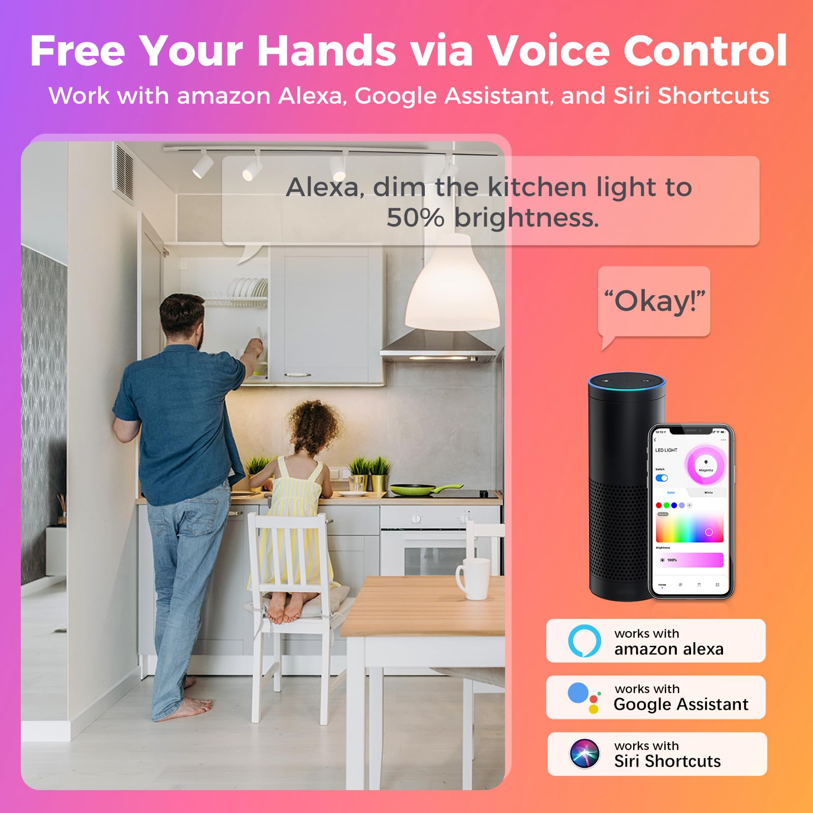DiCUNO Bombilla LED Inteligente WiFi GU10, 5W Equiv. 50W, RGBCW, Pack de 4 | Regulable multicolor 2700K-6500K, 320lm, GU10 LED Compatible con Alexa, Google Home, No se Requiere Concentrador